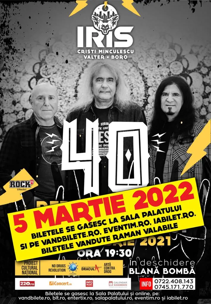 Cristi Minculescu, Valter & Boro – Iris, evenimentul mult așteptat, aniversarea 40 + 2, la Sala Palatului