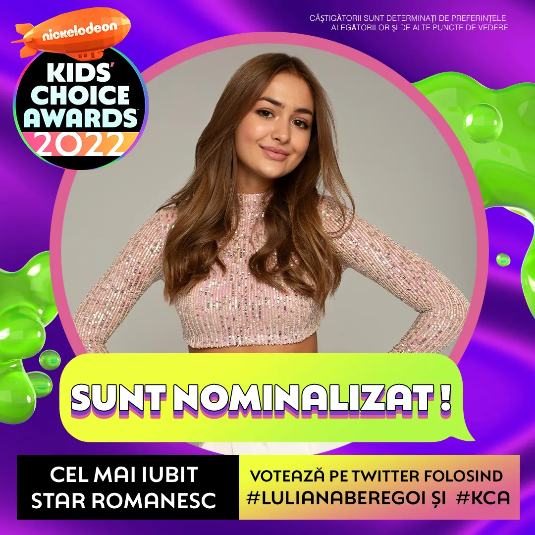 Iuliana Beregoi nominalizata la gala Nickelodeon’s Kids’ Choice Awards 2022, din 9 aprilie! Cine-s celelalte vedete?