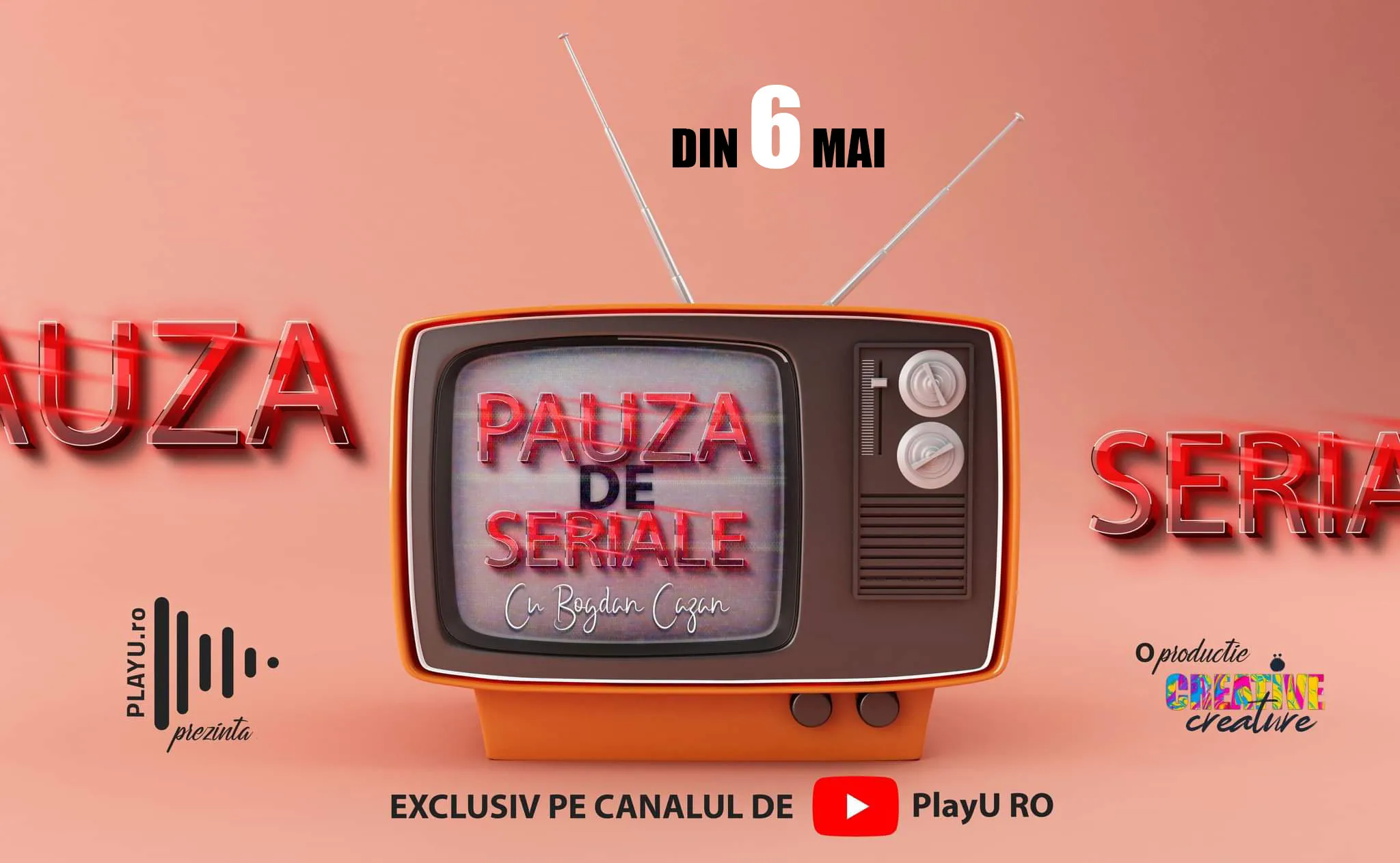 Creative Creature sai Playu.ro lanseaza o nou emisiune „Pauza de seriale”! Formatul e a 2a emisiune digitală marca PlayU.ro, după „Online cu de toate”