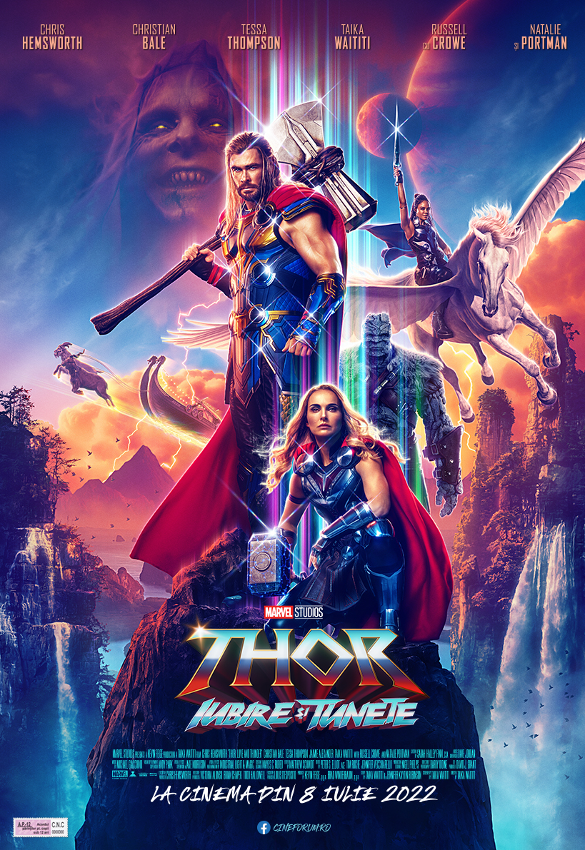 Din 8 iulie la cinema se lansează un nou film produs de Marvel Studios: Thor: Love and Thunder / Thor: Iubire și tunete