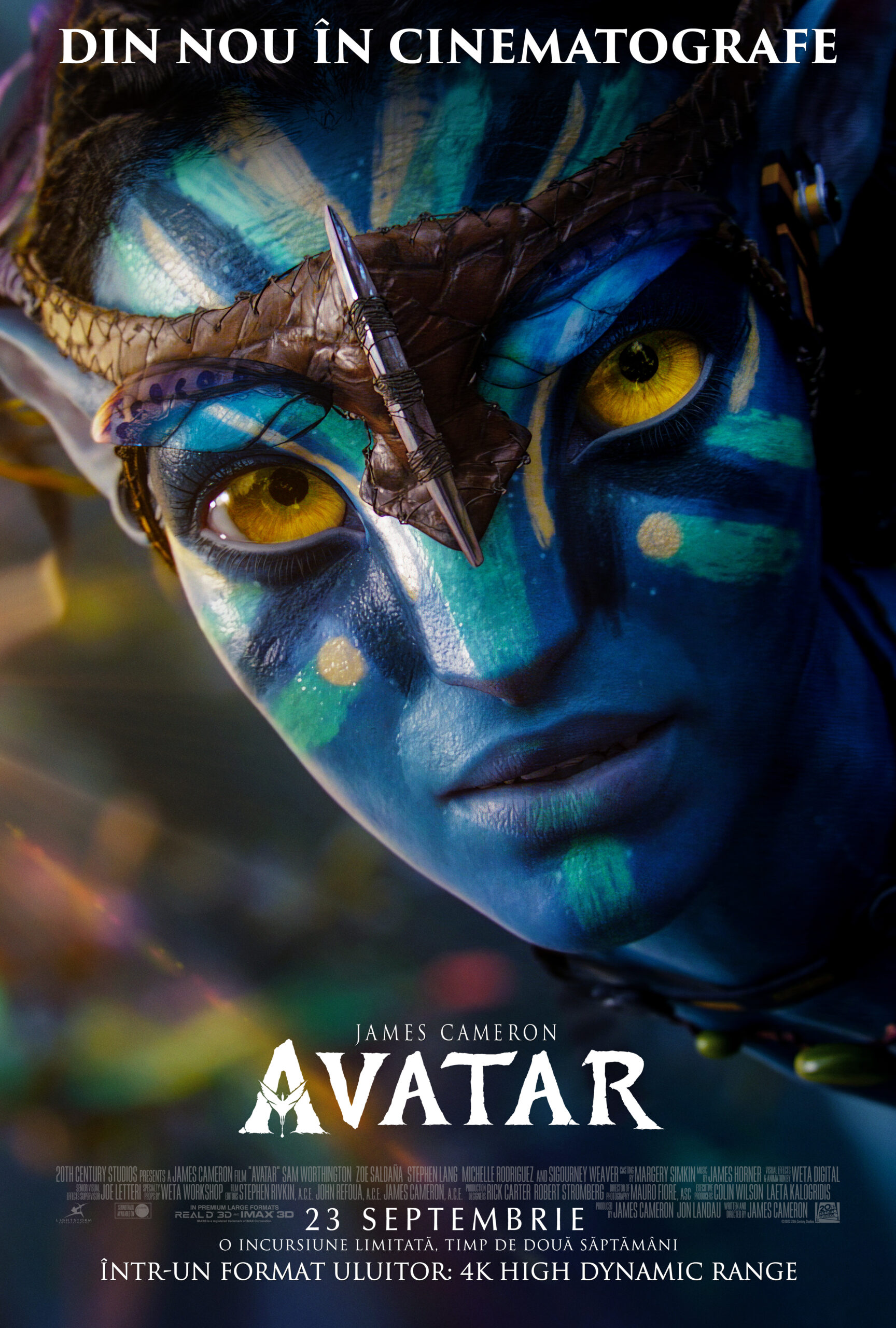 Filmul „AVATAR” regizat de James Cameron se reîntoarce în cinematografe în data de 23 septembrie în format 4K HD