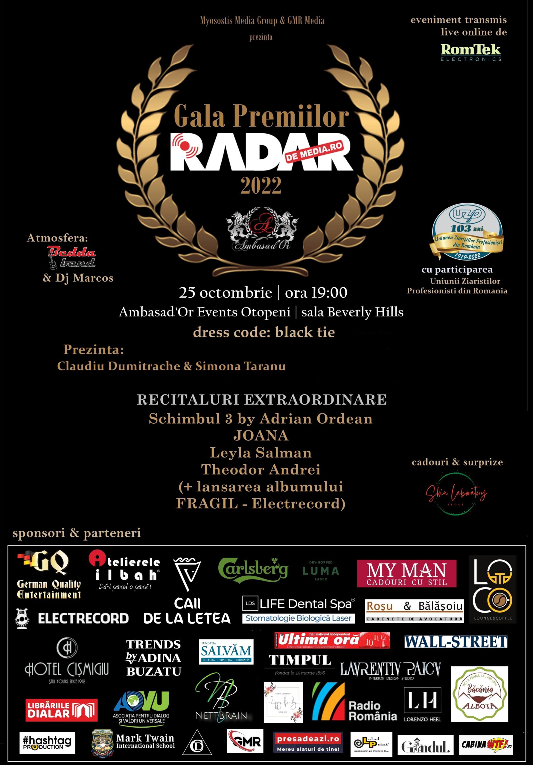 Cand are loc Gala Premiilor Radar de Media 2022?