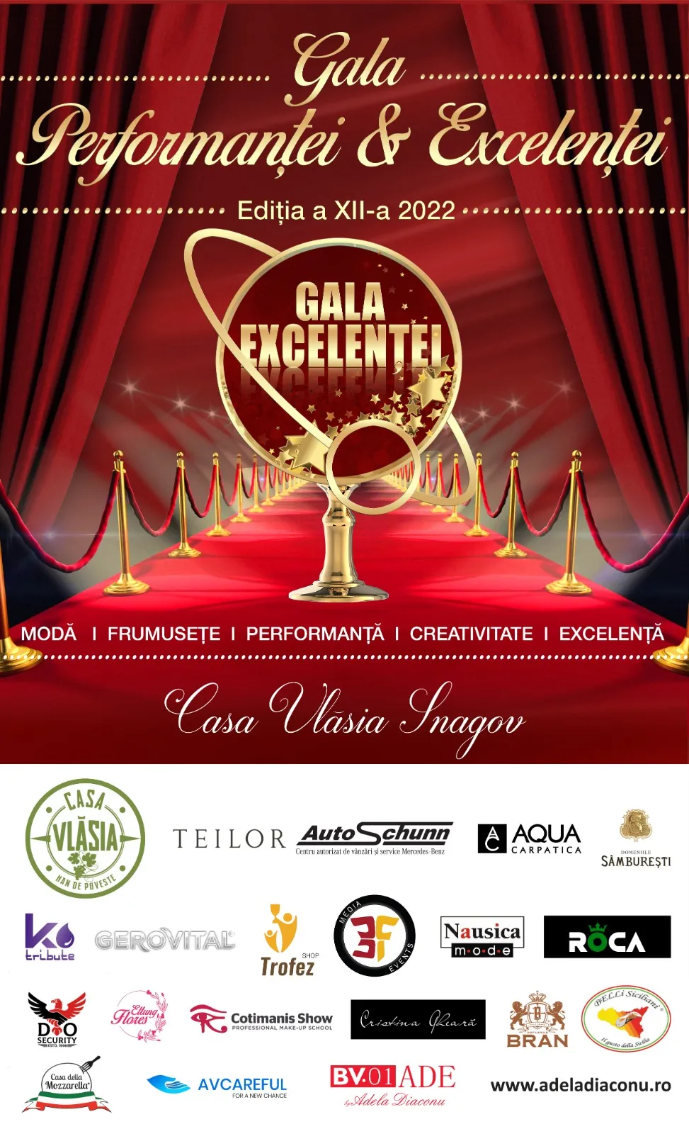 Gala Performanței & Excelenței 2022, cu o tradiție de 12 ani, premiază valorile din sport, televiziune, muzică, arte, design, beauty, media