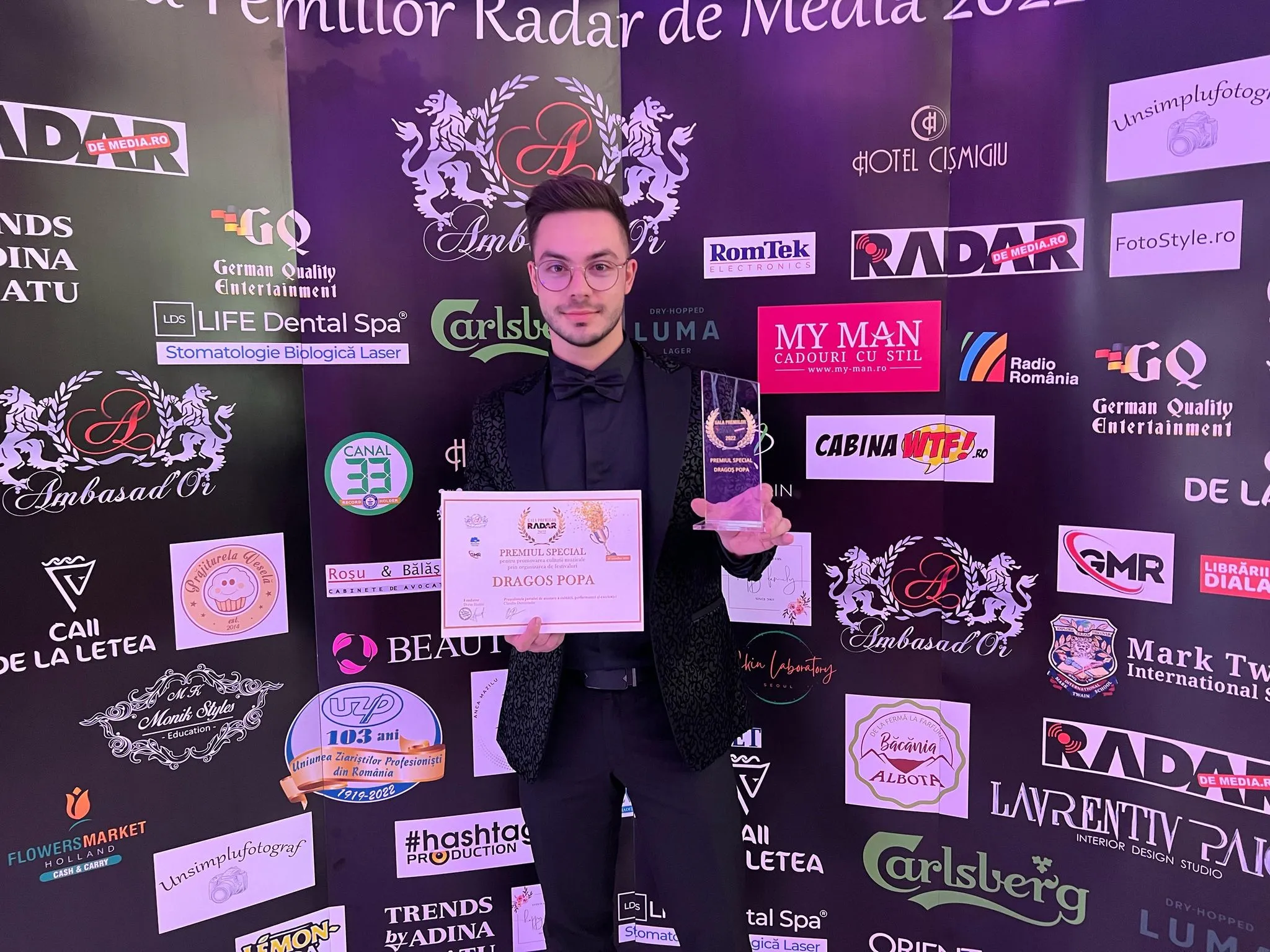 Dragoș Popa a primit premiul special pentru promovarea culturii muzicale la Gala Radar de Media 2022