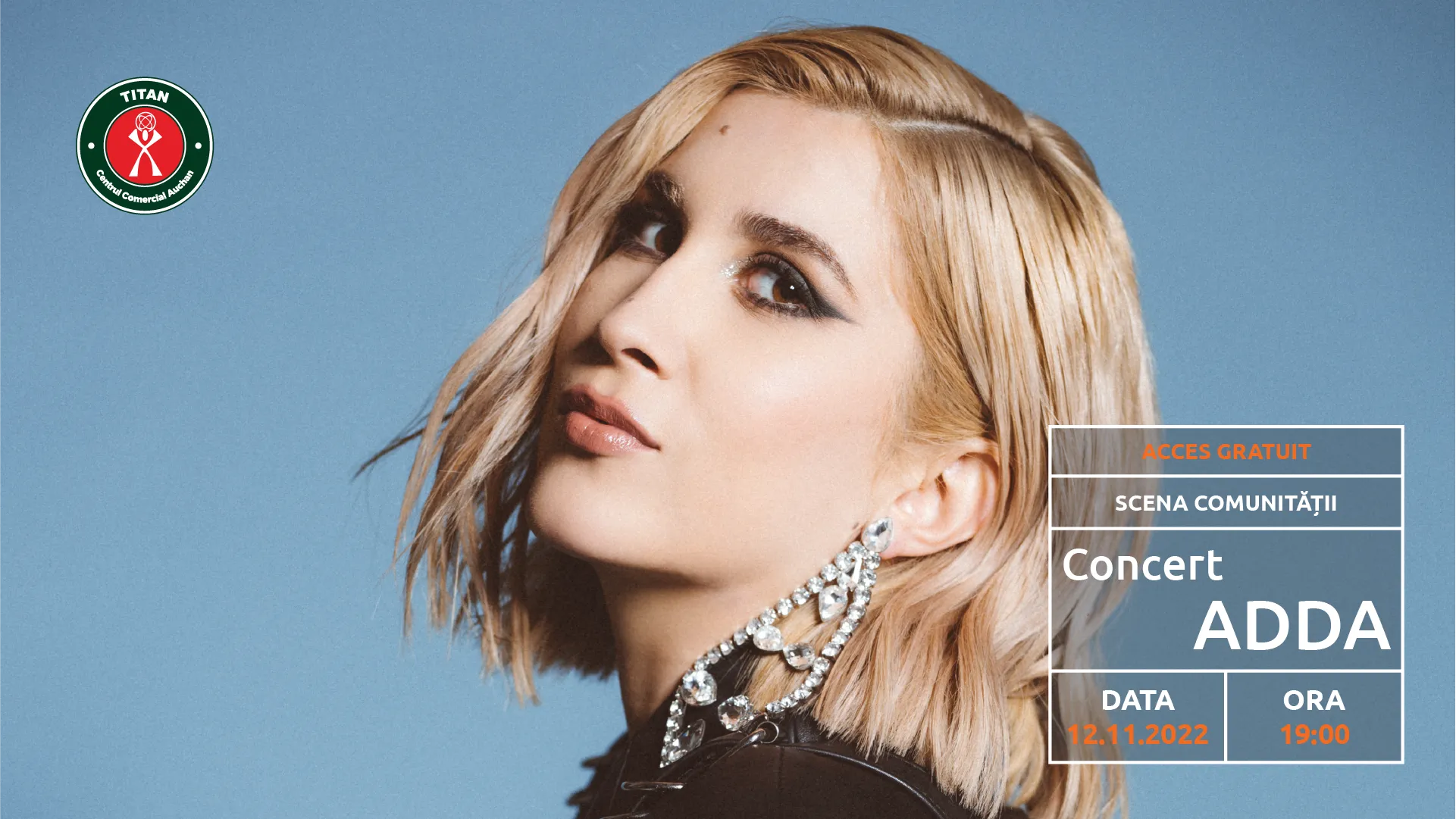 Super concert ADDA! Artista va canta pe 12 noiembrie in Centrul Comercial Auchan Titan