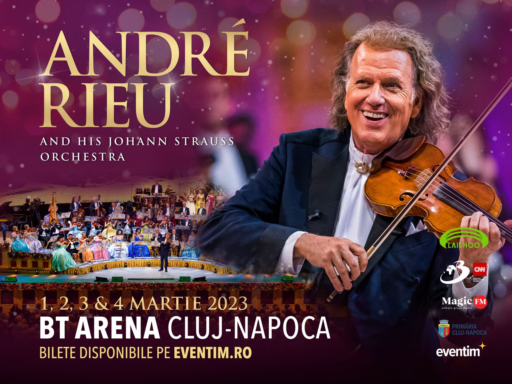 ANDRÉ RIEU stabilește un nou record. Patru concerte consecutive pe scena BT-Arena din Cluj-Napoca
