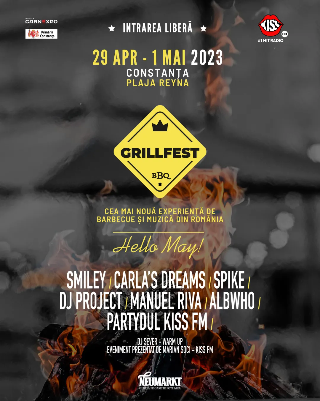 Prima ediție Grill Fest, cea mai nouă experiență de barbecue și muzică din România, începe mâine pe Plaja Reyna din Constanța; Super show-uri Smiley, Spike, Carla’s Dreams, DJ Project, Manuel Riva și AlbWho