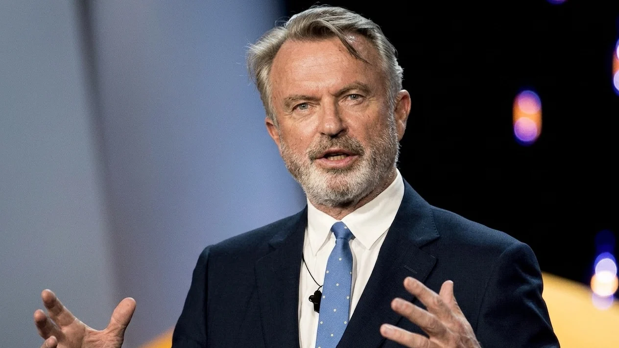 Sam Neill speaking at the opening ceremony of the San Sebastian Film Festival.