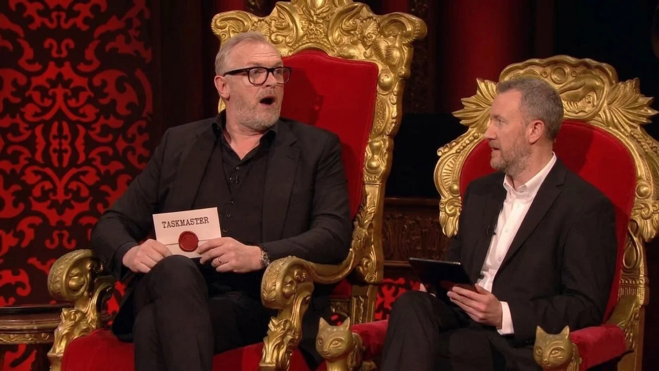 Greg Davies and Alex Horne on the set of Taskmaster