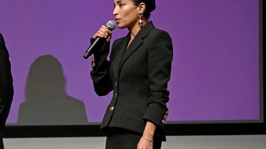Leïla Bekhti wears a black Schiaparelli skirt suit during the Un Certain Regard opening ceremony at Cannes Film Festival.