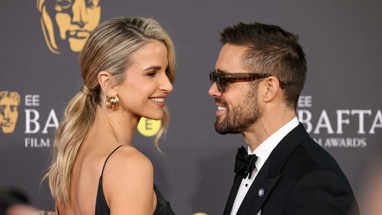 Vogue Williams and Spencer Matthews at the 2026 EE BAFTA Film Awards held at The Royal Festival Hall on February 22, 2026 in London, England. (Photo by James McCauley/Variety via Getty Images)