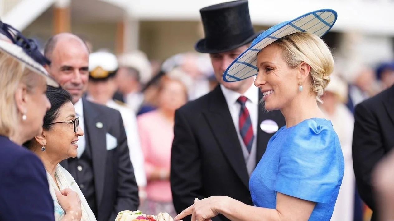 Zara at a Buckingham Palace garden party last week