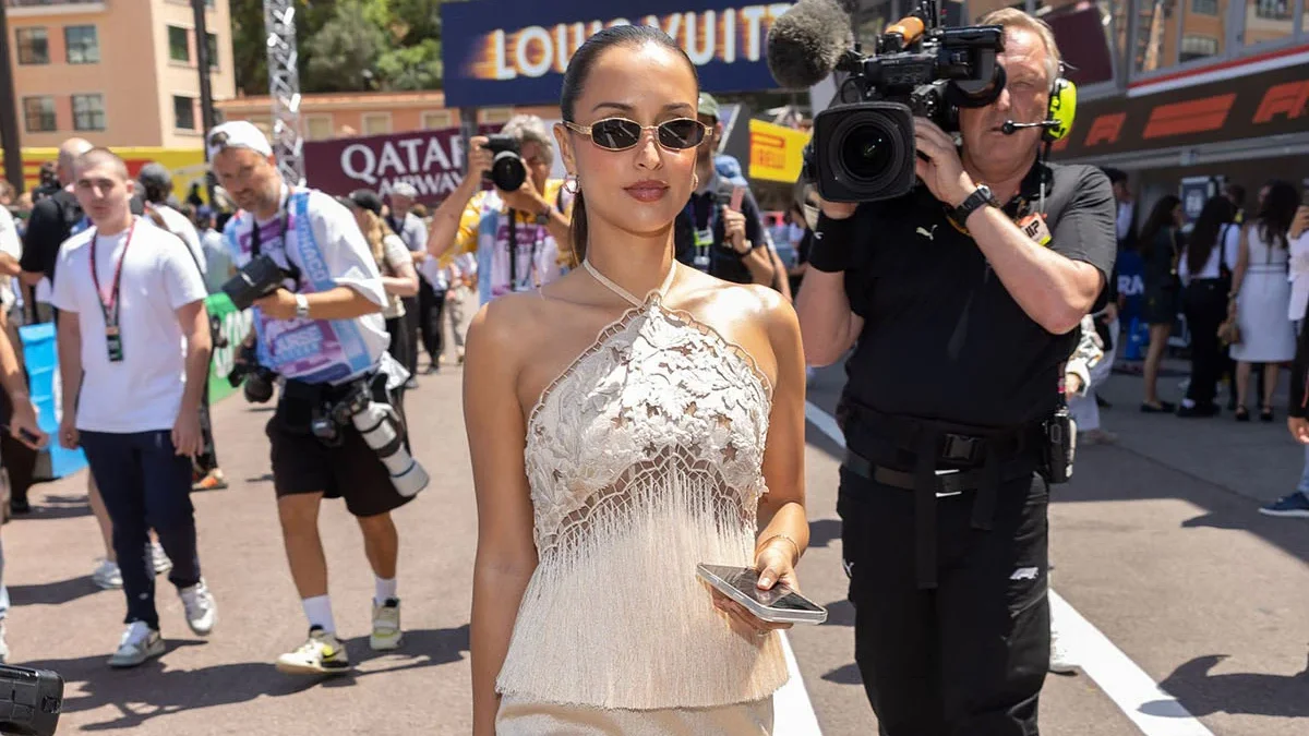 Alexandra Leclerc wearing Oscar de la Renta at the Monaco Grand Prix on race day