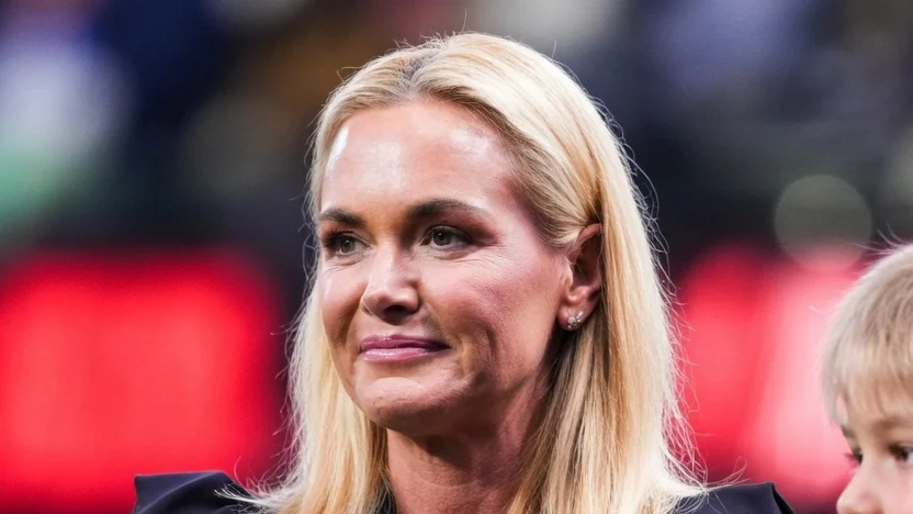 Vanessa Trump, girlfriend of Tiger Woods, looks on during a TGL golf match.