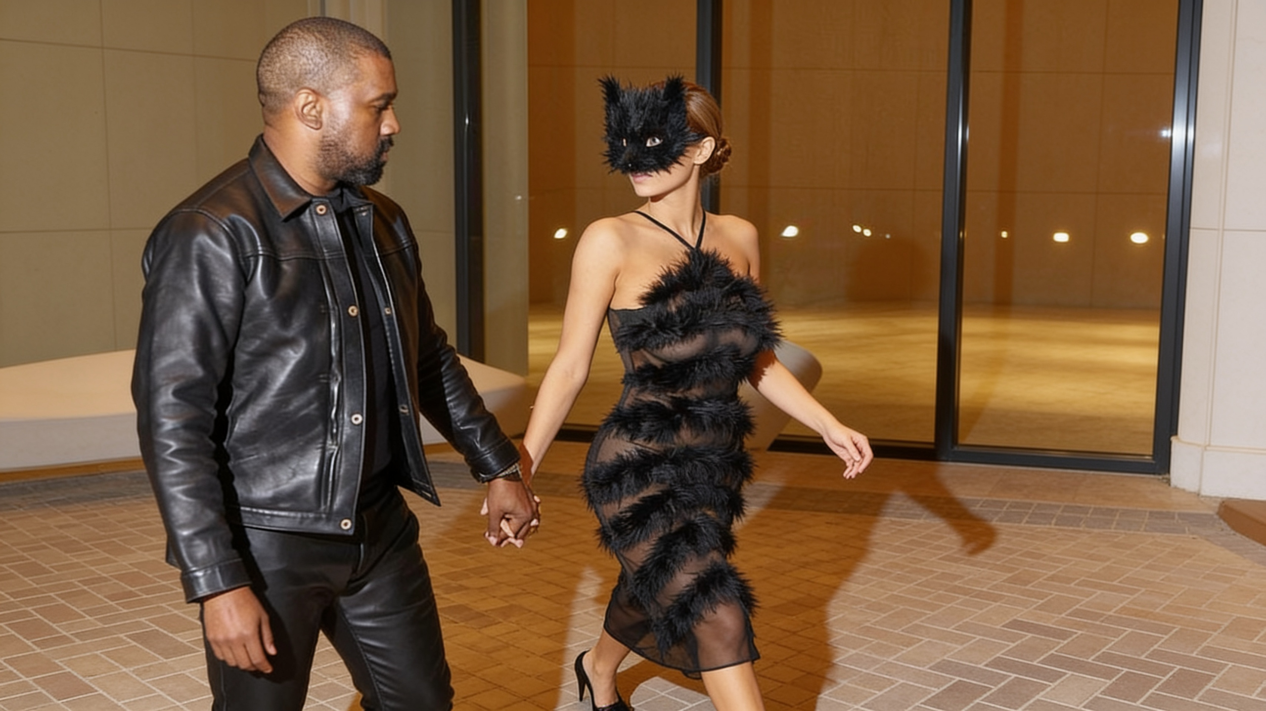 Soția lui Kanye West a ieșit aproape goală, cu mască de pisică. De ce spune că ținutele sunt alegerea ei