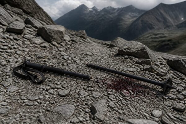 David Cifaldi a mers 16 kilometri pe munte cu un băț de trekking înfipt în tors
