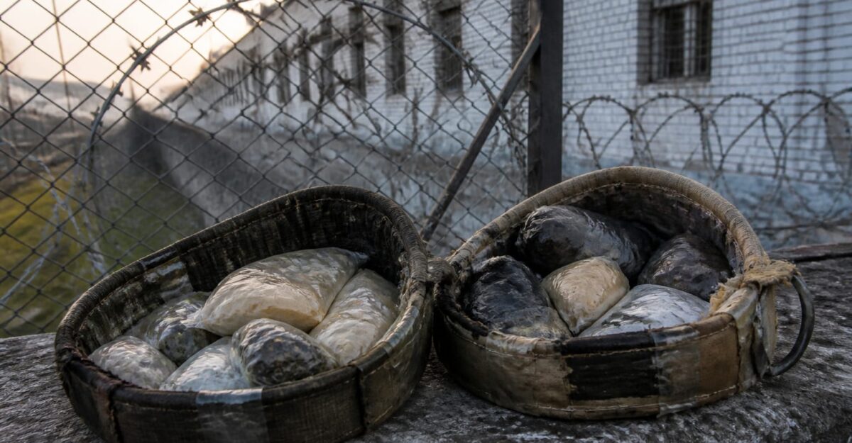 O pisică cu două zgărzi pline cu droguri a fost prinsă la poarta unui penitenciar din Rusia